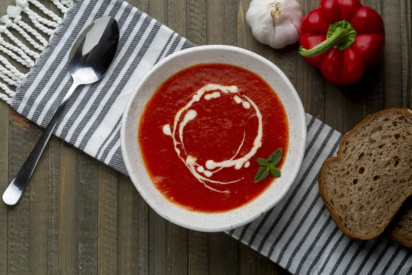 Plato Sopa Tomate Rojo — Foto de Stock