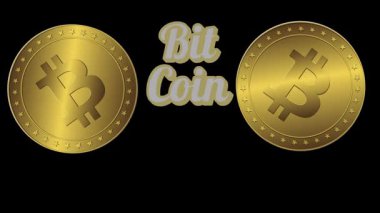 Altın sikkeli bitcoin sembolünün 3 boyutlu çizimi