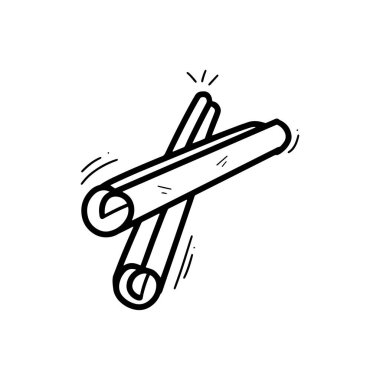 El Çizimi Tarçın Çizimi. Doodle Vektörü. Beyaz Arkaplanda İzole EPS 10 Vektörü