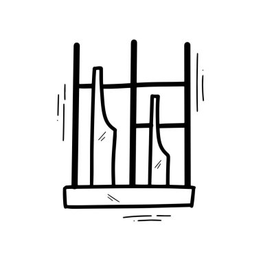 El Çizimi Angklung İllüstrasyonu. Doodle Vektörü. Beyaz Arkaplanda İzole EPS 10 Vektörü