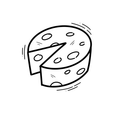 El Çizimi Peynir Çizimi. Doodle Vektörü. Beyaz Arkaplanda İzole EPS 10 Vektörü