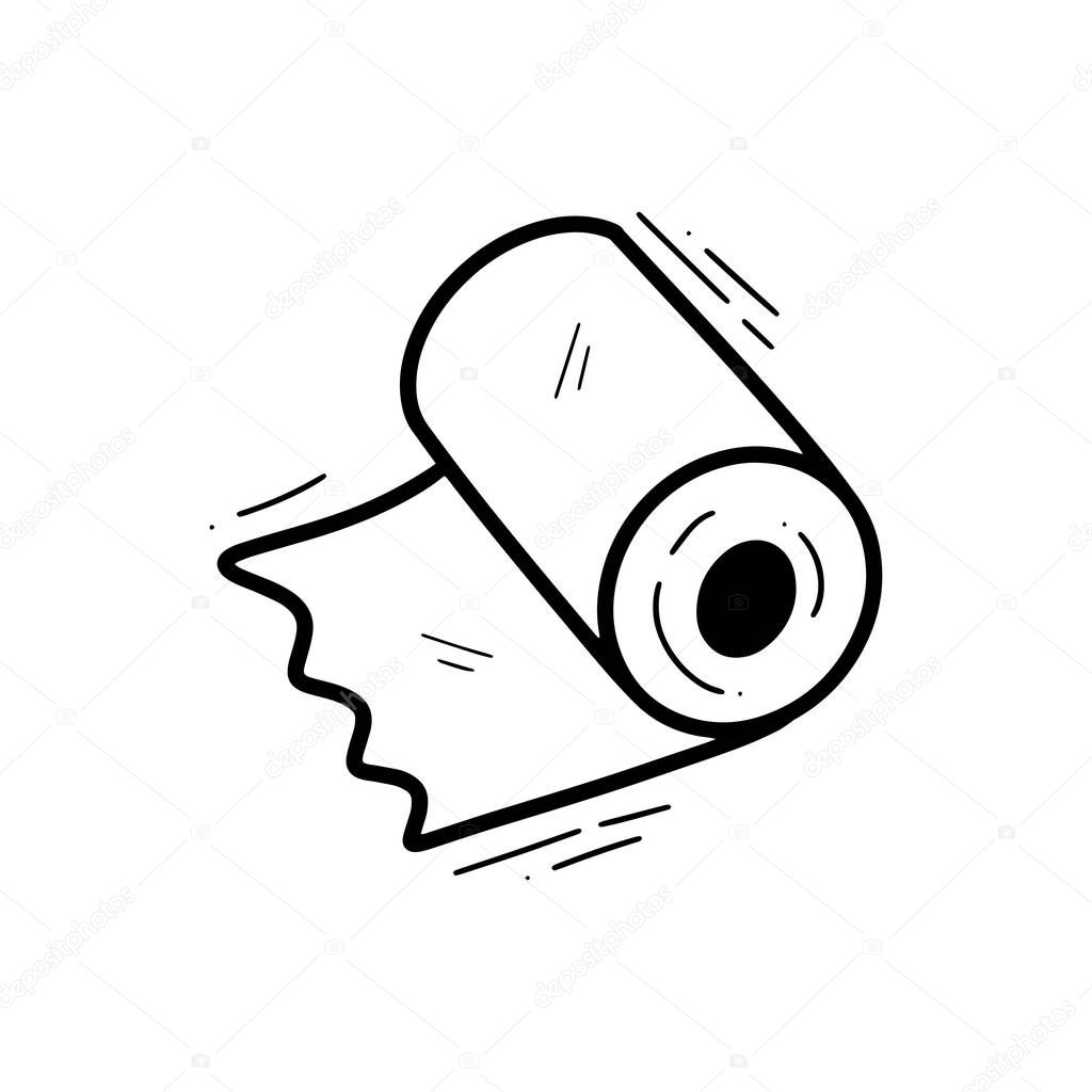 Hand Drawn Tissue Roll Illustration. Doodle Vector. Isolated on White Background - EPS 10 Vector