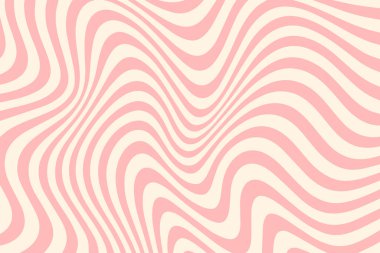 Soyut dalga çizgileri Pastel pembe, retro geometrik optik yanılsama çizgili desen tasarımı