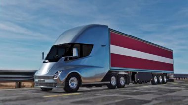 Sonsuz Yol ve Letonya Bayrağında Yarı Kamyon