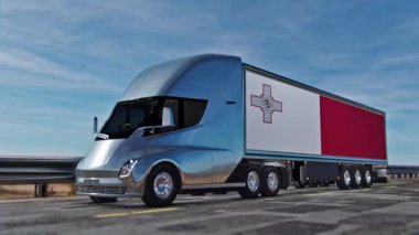 Sonsuz Yoldaki Yarı Kamyon ve Malta Bayrağı