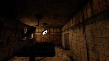 Terk edilmiş ürkütücü morg ve ceset.