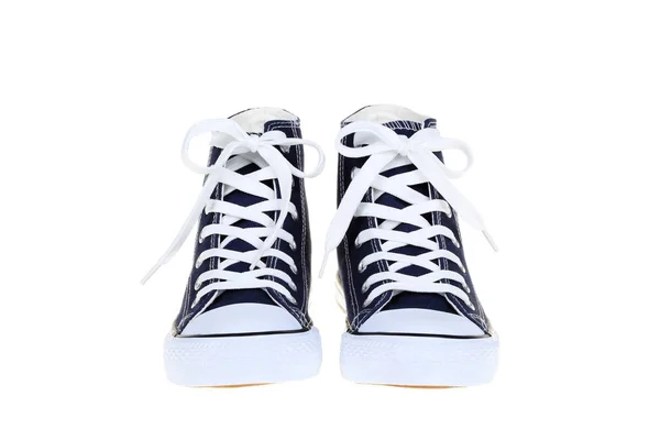 Front View Pair Womens High Top Lace Dark Navy Blue — Stock Photo, Image