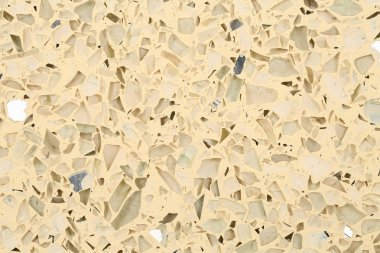 Arka plan doku sarı Bankası ve cam, ayna ve taş cips ile döşeme terrazzo, yakın çekim