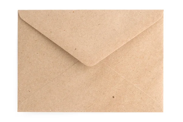 Carta Riciclata Marrone Busta Artigianale Isolato Sfondo Bianco — Foto Stock