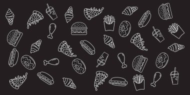 Kusursuz Fast Food Doodle Deseni