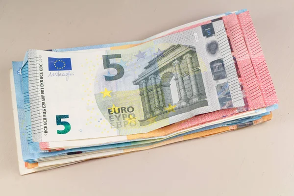 Bankbiljetten Bundel Van Vijf Tien Twintig Vijftig Euro — Stockfoto