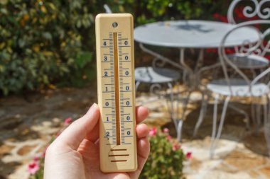 Bir bahçede termometre