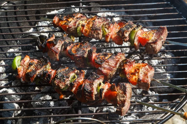 Rundvlees brochettes op barbecue — Stockfoto