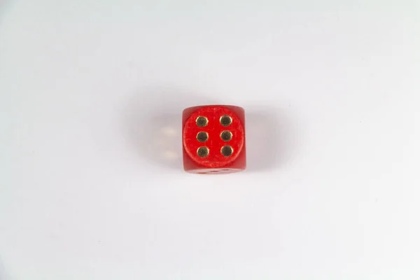 Red Dice Number Six White Background — Stock Photo, Image