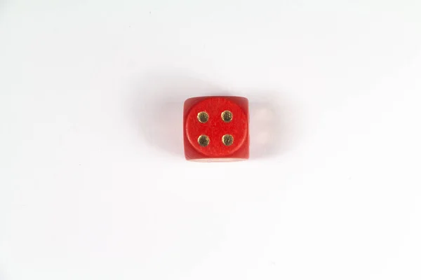 Red Dice Number Four White Background — Stock Photo, Image