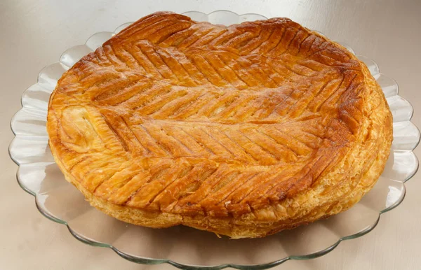 Gâteau Roi Français Sur Plat Verre — Photo