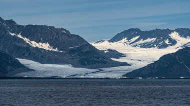 A serene, wide-angle view captures the wonder of Bear Glacier in Kenai Fjords National Park, Alaska, United States, 04-08-2022.