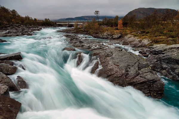 Vodopád Jotunheimen Norsko Dlouhou Dobou Expozice Času — Stock fotografie