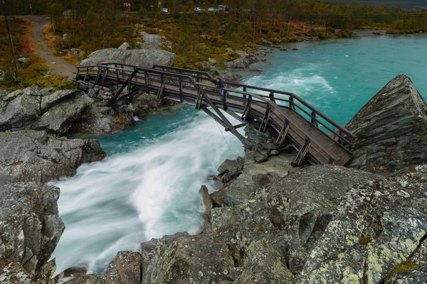 Cachoeira Jotunheimen Noruega Tomada Com Longo Tempo Obturação — Fotografia de Stock