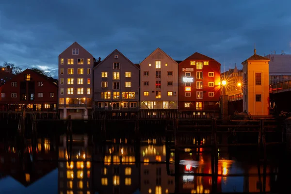 Bunte Häuser Der Stadt Trondheim Norwegen — Stockfoto