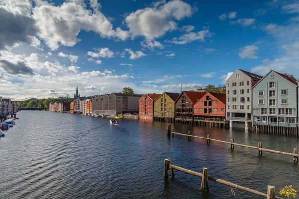 Bunte Häuser Der Stadt Trondheim Norwegen — Stockfoto