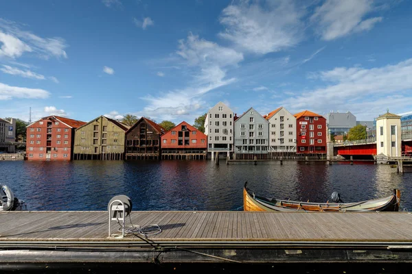 Färgglada Hus Staden Trondheim Norge — Stockfoto