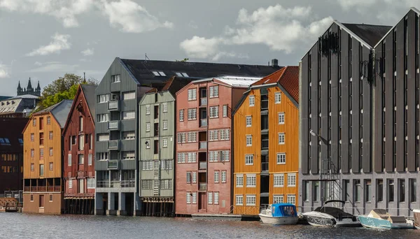 Rumah Berwarna Warni Kota Trondheim Norwegia — Stok Foto