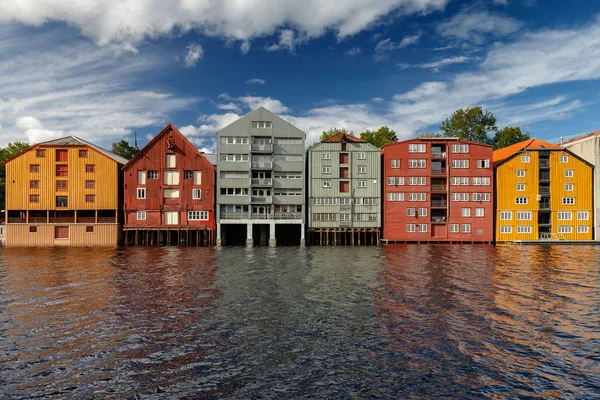 Bunte Häuser Der Stadt Trondheim Norwegen — Stockfoto