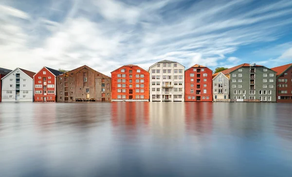 Bunte Häuser Der Stadt Trondheim Norwegen — Stockfoto