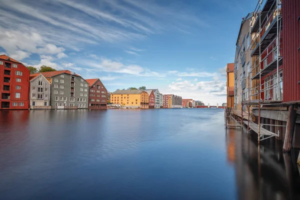 Kleurrijke Huizen Stad Trondheim Noorwegen — Stockfoto