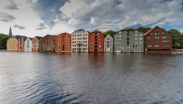 Bunte Häuser Der Stadt Trondheim Norwegen — Stockfoto