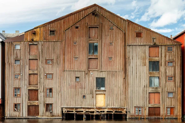 Houten Gebouw Stad Trondheim Noorwegen — Stockfoto