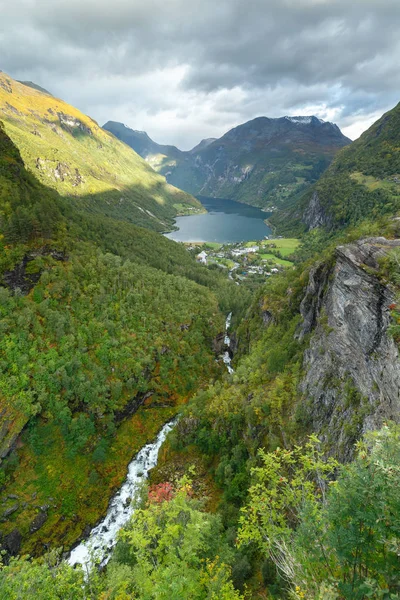 Vista Geirangerfjord Otoño — Foto de Stock