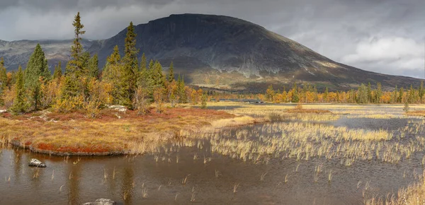 Noorse Natuur Landschap Beeld Tijdens Het Najaar Met Prachtige Kleuren — Stockfoto