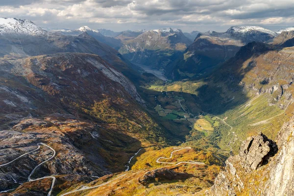 Norge September 2018 Viewpoint Bergsvägen Trollstigen Visa Från Ovan Krånglig — Stockfoto