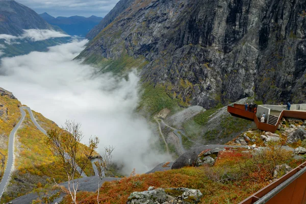 Trollstigen Norveç Bakış Açısı Yukarıdan Ünlü Yola — Stok fotoğraf