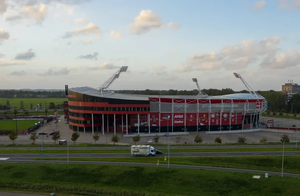 Hollanda Alkmaar 20 Ekim 2018: Afas futbol stadyumu, yüksek açısından gördüm