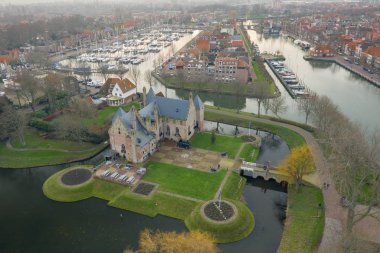 Hollanda Medemblik 27 Aralık 2018: kale Radboud Medemblik bir yukarıdan görülen Holland,