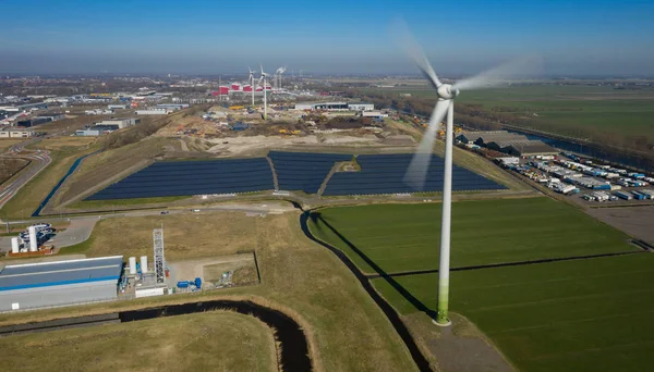 Stad Van Zon Heerhugowaard Nederland Van Bovenaf Gezien Tijdens Zonsondergang — Stockfoto