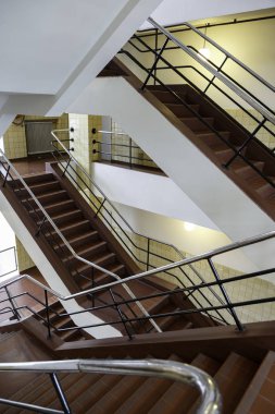 Van Nelle fabrikası, modern bir binanın inşaat manzarası. 