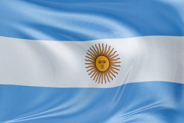 Arjantin bayrağını dokulu kumaşla dalgalandırmak, nazikçe dalgalandırmak ve katlamak, pürüzsüz, dinamik hareket ve zarif tekstil detaylarıyla özgürlüğün ve kimliğin özünü yakalamak..