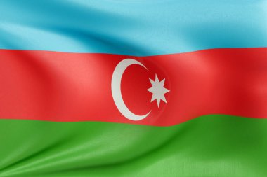 Azerbijain bayrağını dokulu kumaşla sallamak, nazikçe dalgalanmak ve katlanmak, pürüzsüz, dinamik hareket ve zarif tekstil detaylarıyla özgürlüğün ve kimliğin özünü yakalamak..