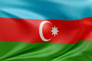 Azerbaycan bayrağını dokulu kumaşla sallamak, nazikçe dalgalanmak ve katlanmak, pürüzsüz, dinamik hareket ve zarif tekstil detaylarıyla özgürlüğün ve kimliğin özünü yakalamak..