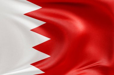 Dokulu kumaşla Bahreyn 'in bayrağını sallamak, nazikçe dalgalanmak ve katlanmak, pürüzsüz, dinamik hareket ve zarif tekstil detaylarıyla özgürlüğün ve kimliğin özünü yakalamak,.