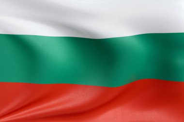 Yumuşak, dinamik hareket ve zarif tekstil ayrıntılarıyla özgürlüğün ve kimliğin özünü yakalayan, dokulu kumaşla Bulgaristan 'ın bayrağını sallayan, nazikçe dalgalanan ve katlayan.