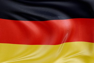 Yumuşak, dinamik hareket ve zarif tekstil detaylarıyla özgürlüğün ve kimliğin özünü yakalayan, dokulu kumaşla Almanya 'nın bayrağını sallayan, nazikçe dalgalanan ve katlayan.