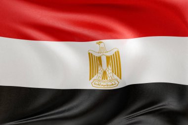 Mısır bayrağını dokulu kumaşla dalgalandırmak, nazikçe dalgalandırmak ve katlamak, pürüzsüz, dinamik hareket ve zarif tekstil detaylarıyla özgürlüğün ve kimliğin özünü yakalamak..
