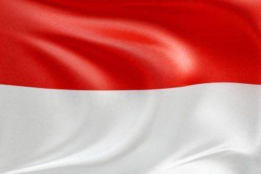 Endonezya bayrağını dokulu kumaşla dalgalandırmak, nazikçe dalgalandırmak ve katlamak, pürüzsüz, dinamik hareket ve zarif tekstil detaylarıyla özgürlüğün ve kimliğin özünü yakalamak..