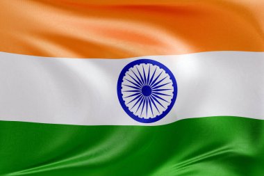 Dokulu kumaşla Hindistan 'ın bayrağını sallamak, nazikçe dalgalanmak ve katlanmak, pürüzsüz, dinamik hareket ve zarif tekstil detaylarıyla özgürlüğün ve kimliğin özünü yakalamak..