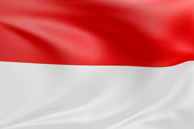 Monako bayrağını dokulu kumaşla dalgalandırmak, nazikçe dalgalandırmak ve katlamak, pürüzsüz, dinamik hareket ve zarif tekstil detaylarıyla özgürlüğün ve kimliğin özünü yakalamak..